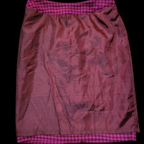 Vintage Magenta Houndstooth Merona Pencil Skirt Size 4 - Picture 8 of 15